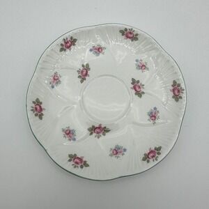 Shelley Rosebud Saucer Fine Bone China England 13426 Pink Rose Green Trim 5.5"